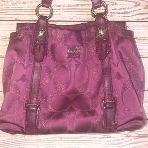 Coach bag in gorgeous burgundy wine glittery logo
